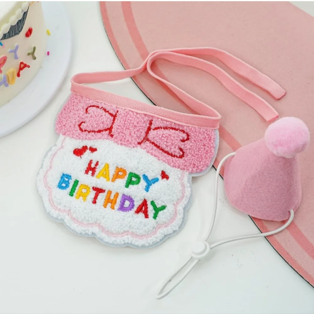 New!😺🐶 🎂🎉 HAPPY BIRTHDAY🎈Bib & Party Hat for Cats and Small Dogs